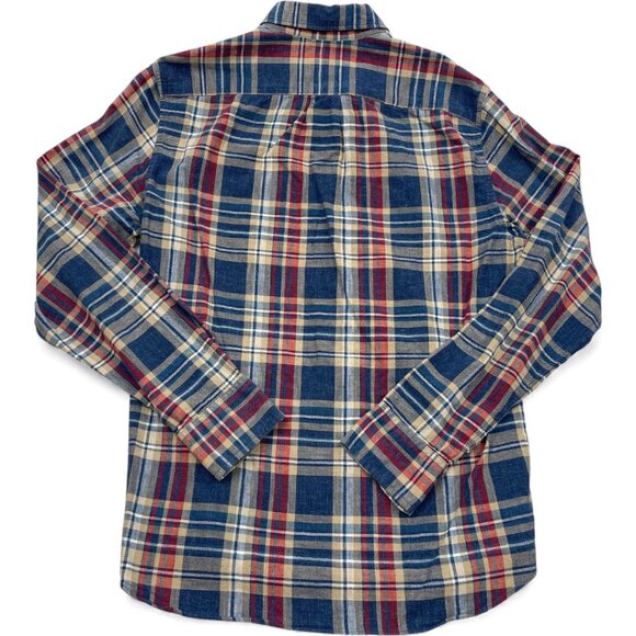 J. Crew Slim Plaid Cotton Button Down Red Blue Casual Dress Shirt Men's Medium - Picture 2 of 8